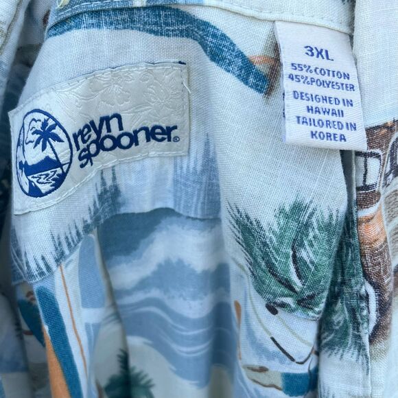 Reyn Spooner Mens Hawaiian Shirt in 3Xl Surfing surfer Button Up - Picture 6 of 8